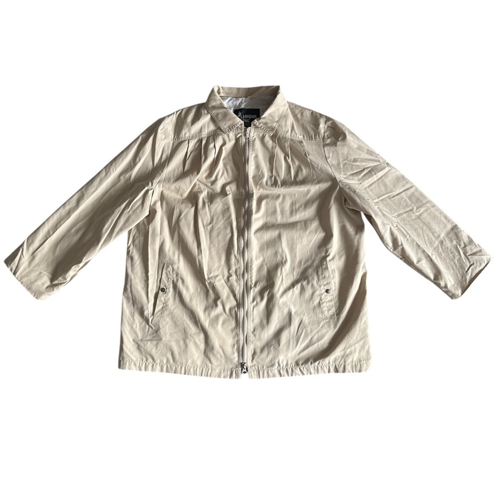 Vintage London Fog Jacket Windbreaker Rain Coat Tan/Beige Lined Zipper Size 22W
